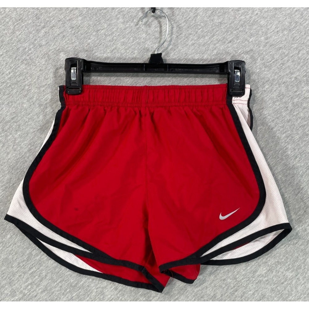 Nike Dri Fit Tempo Running Shorts Womens XS Red White Mesh Panels Athletic Gym